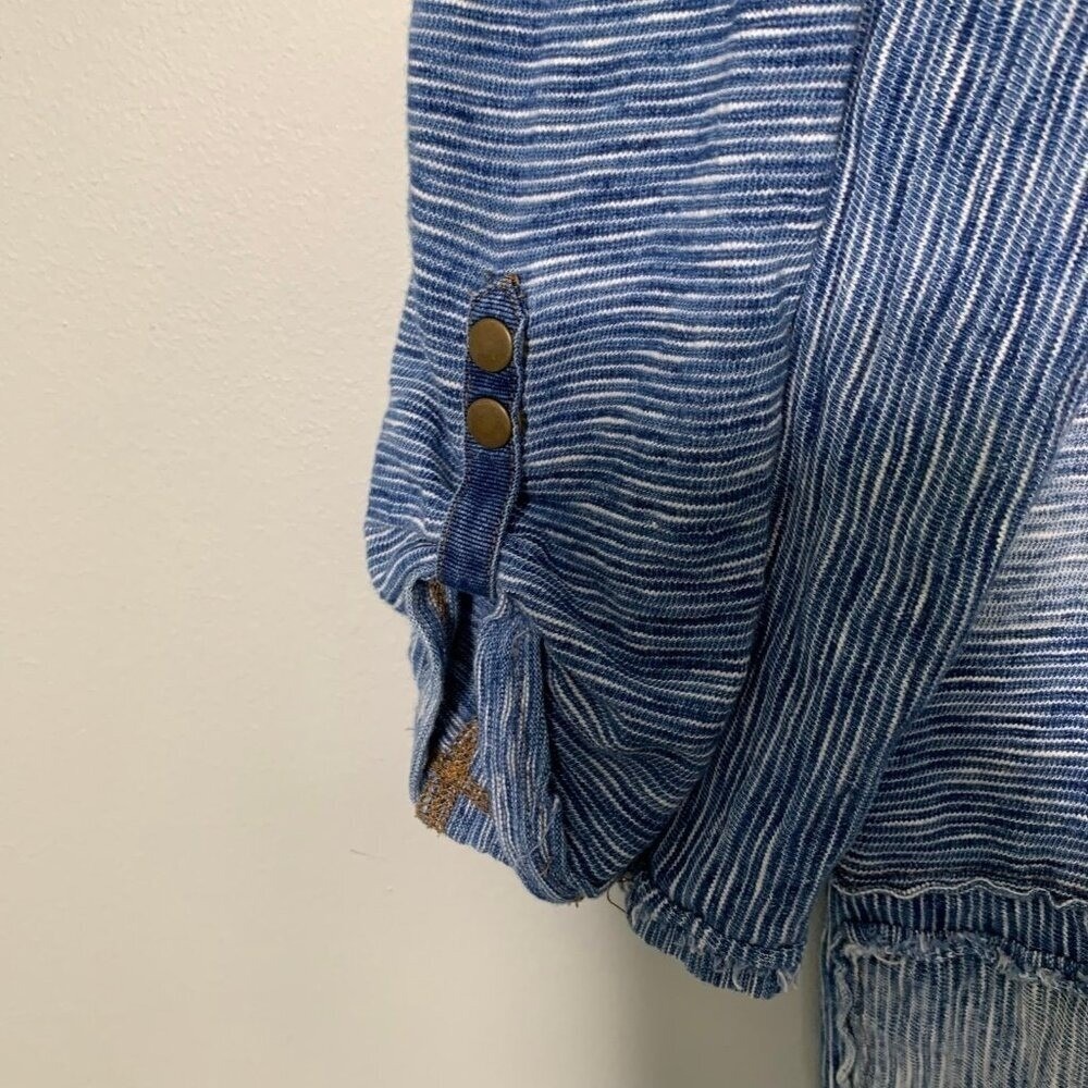 We The Free Free People Womens Oversized Denim Patchwork Tunic Ombre Blue Large - Picture 3 of 11